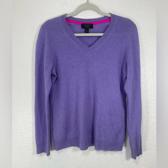 Charter Club Cashmere Luxury V-Neck Pullover Sweater Women’s Medium Purple - Picture 1 of 15